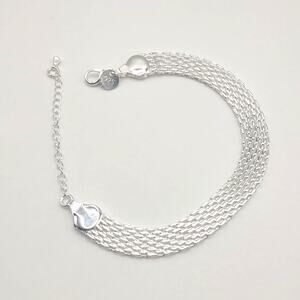 925 Silver Plated Bracelet Chainmail Weave Valentine's Birthday Gift New!!